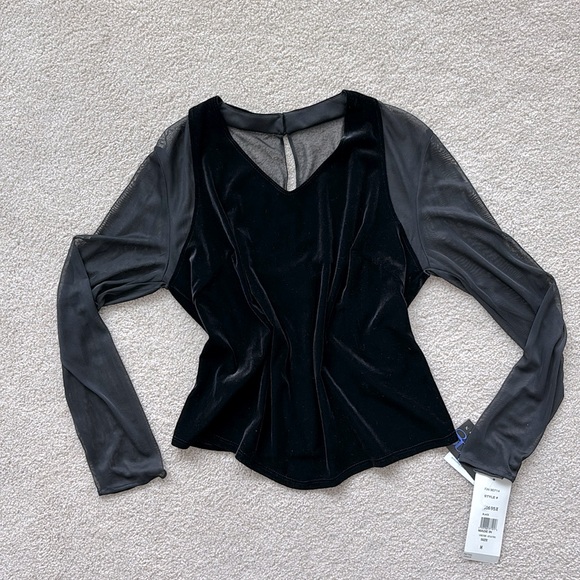 MSK Velvet Black Sheer Sleeve Blouse - Picture 5 of 6